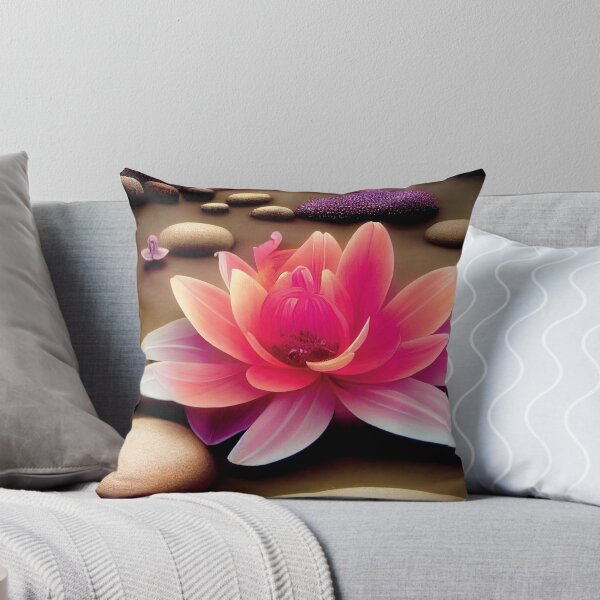 Item preview, a pink flower sitting on top of a pile of rocks designed and sold by DesignAtYO.