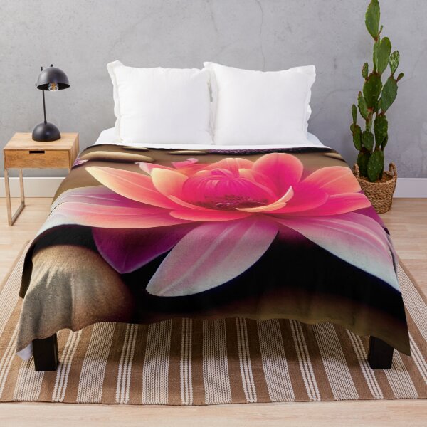 Item preview, a pink flower sitting on top of a pile of rocks designed and sold by DesignAtYO.