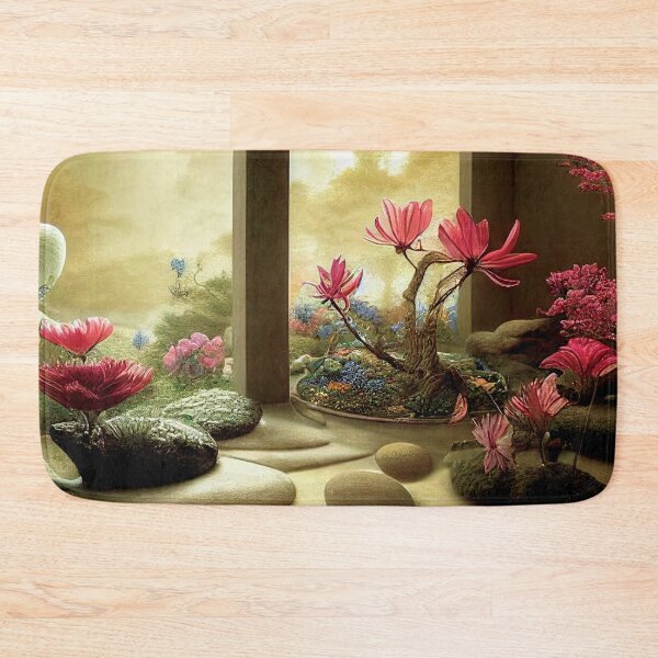 Item preview, a painting of a garden with rocks and flowers designed and sold by DesignAtYO.