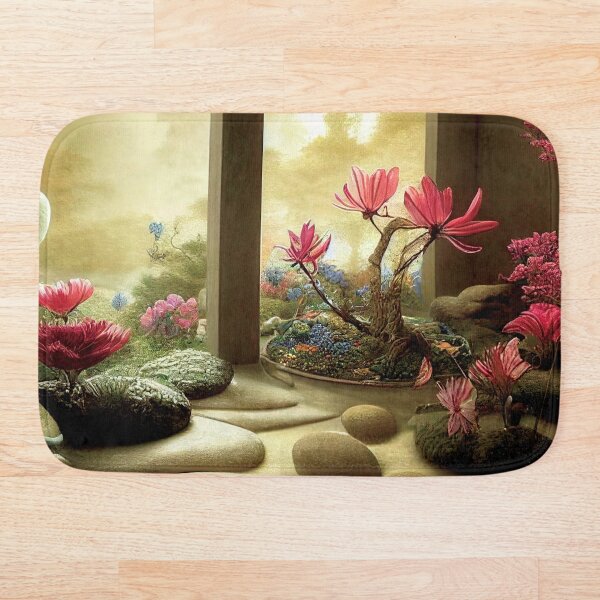 Item preview, a painting of a garden with rocks and flowers designed and sold by DesignAtYO.