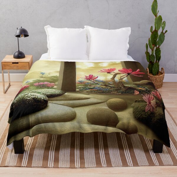Item preview, a painting of a garden with rocks and flowers designed and sold by DesignAtYO.