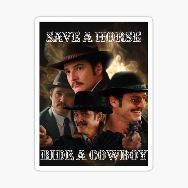 Aperçu de l'œuvre sauver un cheval monter un cow-boy pedro pascal créée et vendue par ghoultitties.