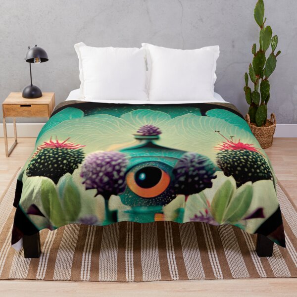Item preview, a blue fire hydrant surrounded by flowers and plants designed and sold by DesignAtYO.
