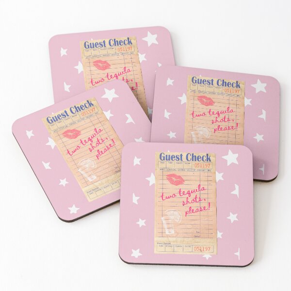 Item preview, Two Tequila Shots Please Y2k Pink Guest Check Print designed and sold by Femme Pastel Collective.