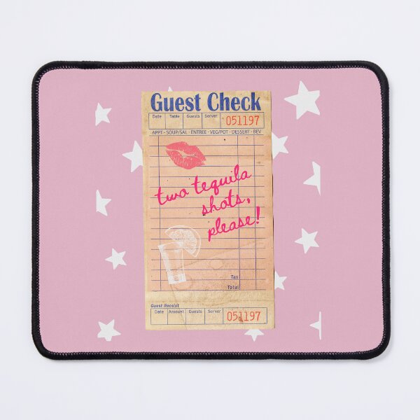 Item preview, Two Tequila Shots Please Y2k Pink Guest Check Print designed and sold by Femme Pastel Collective.