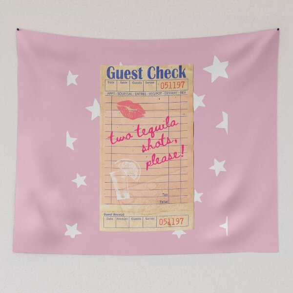 Item preview, Two Tequila Shots Please Y2k Pink Guest Check Print designed and sold by Femme Pastel Collective.