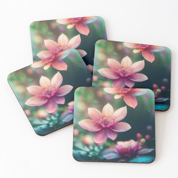 Item preview, two pink flowers with green leaves in the background designed and sold by DesignAtYO.