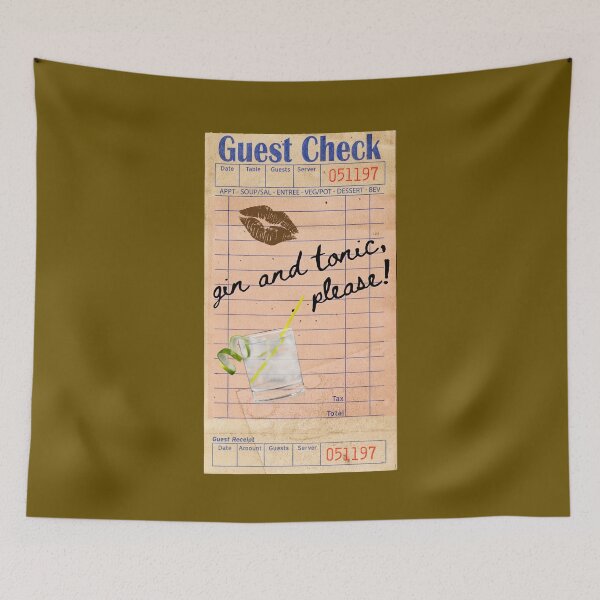 Item preview, Gin and Tonic Y2k Pink Guest Check Print designed and sold by Femme Pastel Collective.