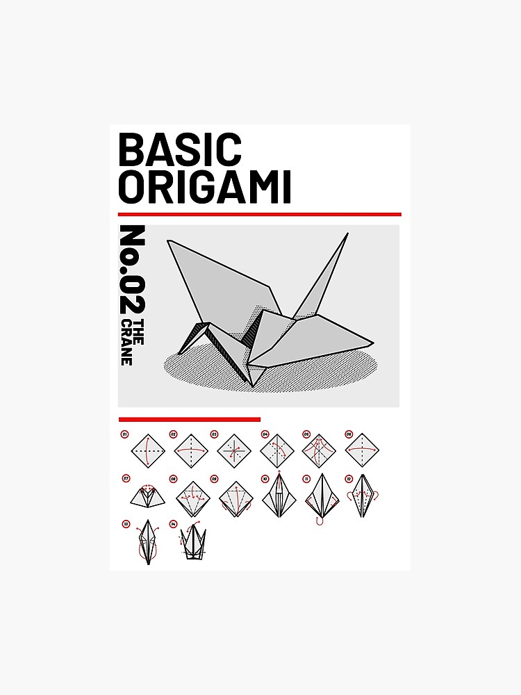 Grundlegende Origami Anleitung Kranich Fotodruck