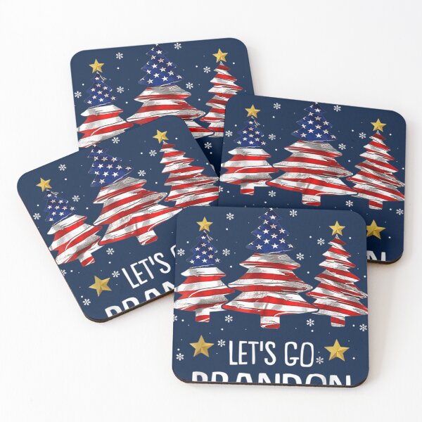 Item preview, Merry Christmas Let_s Go Brandon US Flag Three Pine Trees    designed and sold by Arimagine.