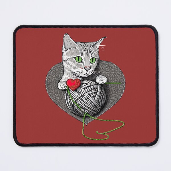 Item preview, Egyptian Mau Cat Akhenaten playing with yarn with heart shapes designed and sold by Vaporboy1994.