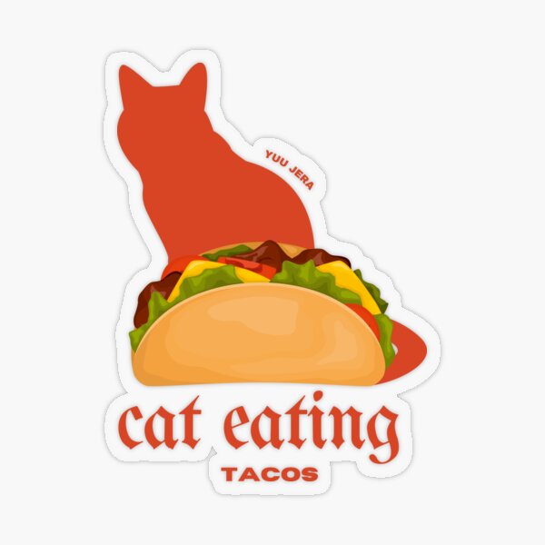 Cat Eating Tacos Cat Food Sticker