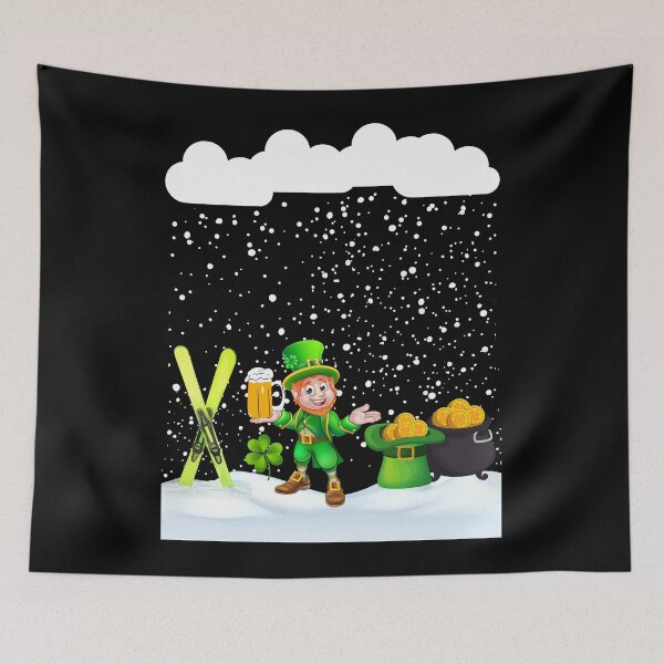 Item preview, St patricks Day snow Ski on St Patricks day snowfall and snowflakes  designed and sold by Artstastic.