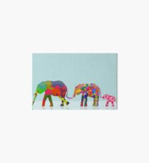 3 Colorful Elephants Holding Tails - Pop Art Art Board