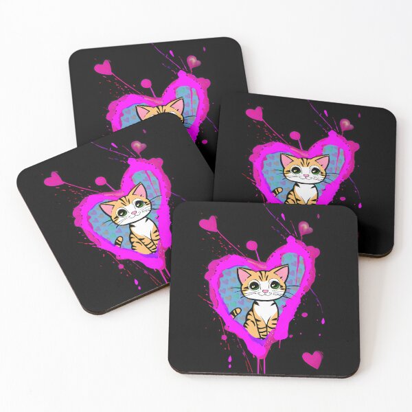 Item preview, Ladies Adorable Orange Cat Sitting Inside Pink Paint Spilt Heart designed and sold by FarStarL33.