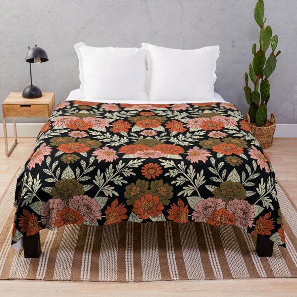 Item preview, Orange, Pink & Olive Green Dark Floral designed and sold by somecallmebeth.