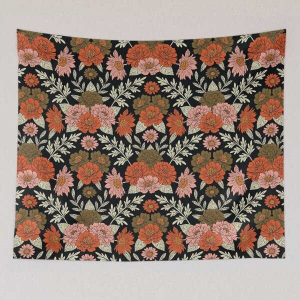 Item preview, Orange, Pink & Olive Green Dark Floral designed and sold by somecallmebeth.