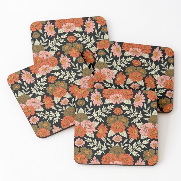 Item preview, Orange, Pink & Olive Green Dark Floral designed and sold by somecallmebeth.
