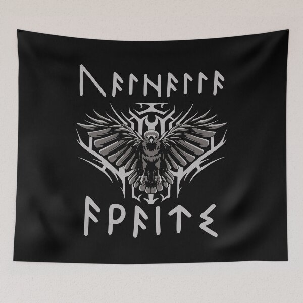 Item preview, Valhalla Awaits - Raven in Nordic Runes designed and sold by Georgy09.