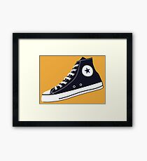 All Star Inspired Hi Top Retro Sneaker in Navy Blue Framed Print