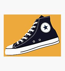 All Star Inspired Hi Top Retro Sneaker in Navy Blue Photographic Print