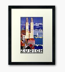 Zurich, Switzerland metropolis, vintage poster Framed Print