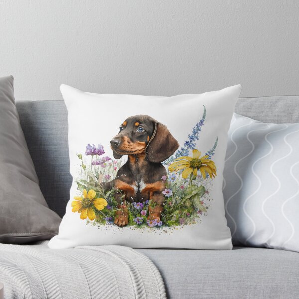 Aperçu de l'œuvre Chiot mignon et fleurs (teckel) # 6 créée et vendue par quicksilversun.