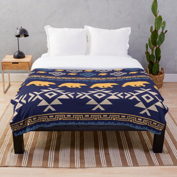 Aperçu de l'œuvre Motif ours indigo et nid d'abeille à la mode créée et vendue par LifeNonchalant.