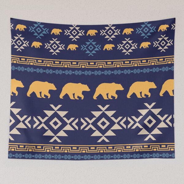 Item preview, Trendy Indigo&Honeycomb Bear Pattern designed and sold by LifeNonchalant.