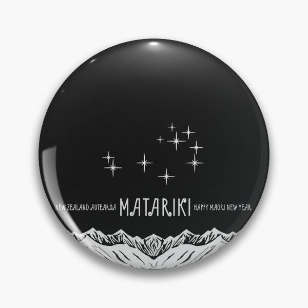Item preview, Black and white. New Zealand New Year of the Maori people, Matariki. Pleiades of stars in the black sky and the silhouette of mountains. Aotearoa. designed and sold by GAleksS.