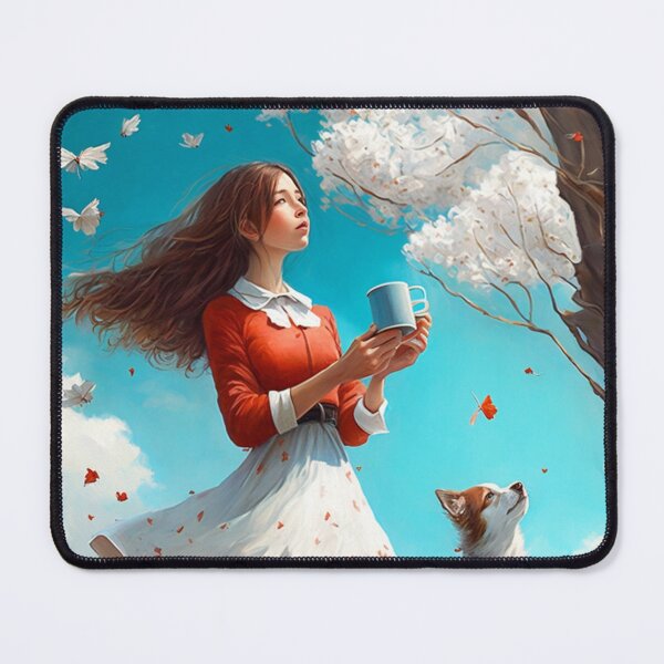 Item preview, "A Girl's Blossoming Friendship: A Dreamy Tale of Cherry Blossoms and Her Furry Puppy Companion" designed and sold by DaniFantasy.