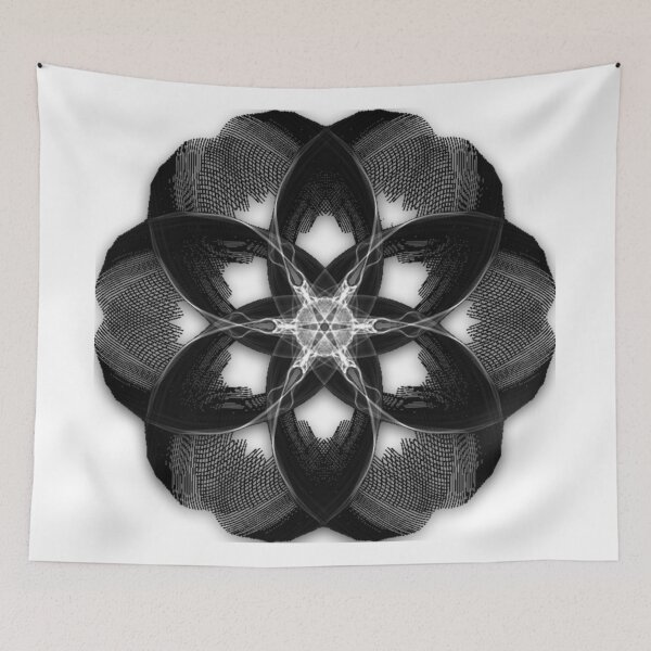 Item preview, psychedelic geometric mandala black & white lighted designed designed and sold by TrippyNature.