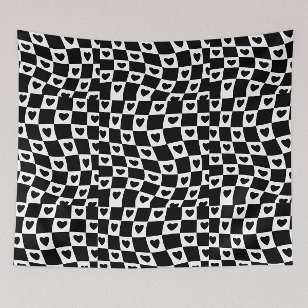 Item preview, Black And White With Hearts Checkered Pattern designed and sold by Patternawy.