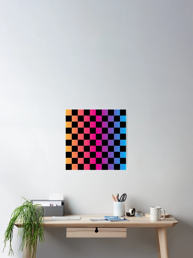 Thumbnail 2 of 3, Poster, Colorful Gradient Checkered Pattern designed and sold by Patternawy.