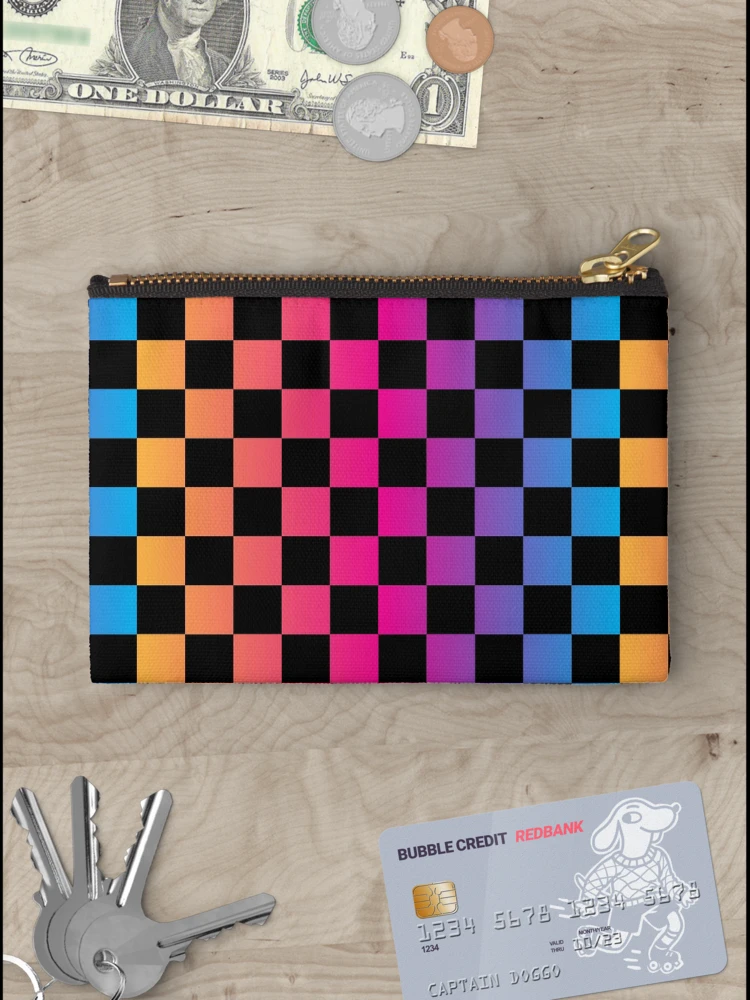 Thumbnail 3 of 4, Zipper Pouch, Colorful Gradient Checkered Pattern designed and sold by Patternawy.