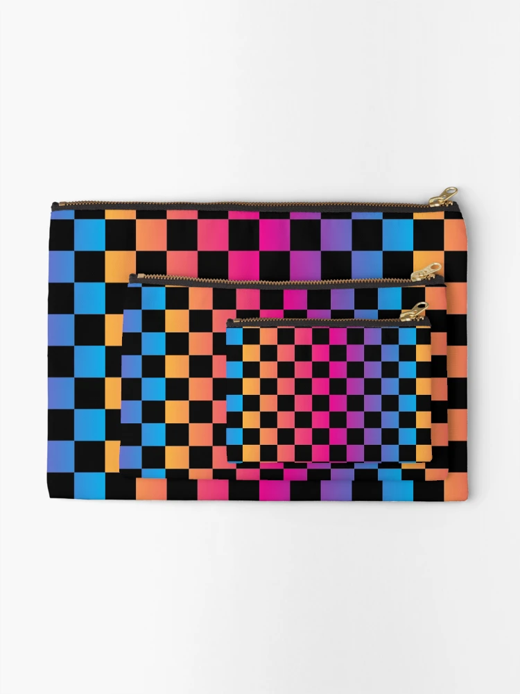 Thumbnail 2 of 4, Zipper Pouch, Colorful Gradient Checkered Pattern designed and sold by Patternawy.