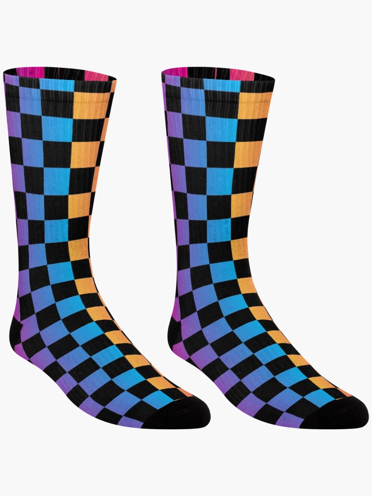 Thumbnail 3 of 5, Socks, Colorful Gradient Checkered Pattern designed and sold by Patternawy.