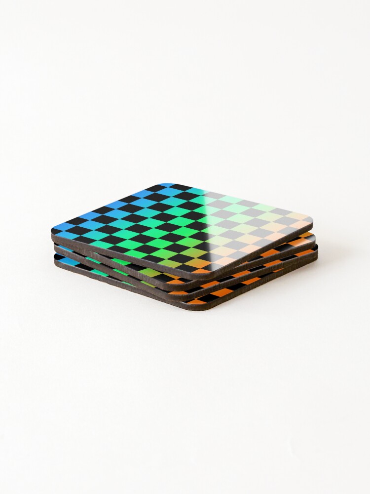 Thumbnail 4 of 5, Coasters (Set of 4), Gradient Checkered Pattern designed and sold by Patternawy.