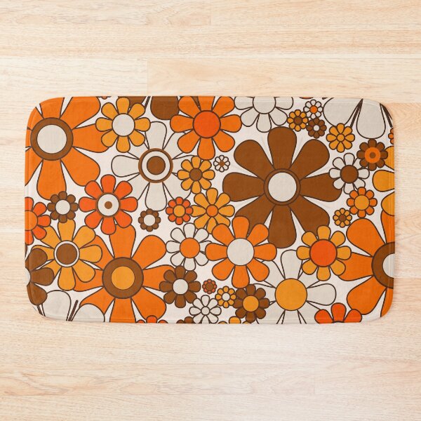 Item preview, Retro Garden Flowers Vintage 70s Brown and Orange Floral Pattern designed and sold by kierkegaard.