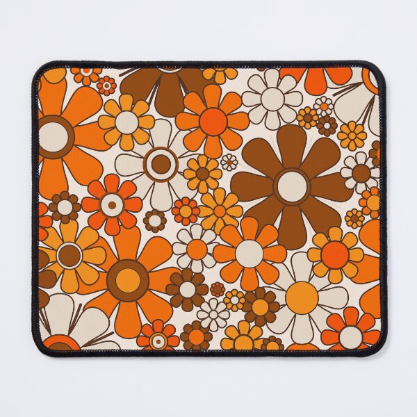 Item preview, Retro Garden Flowers Vintage 70s Brown and Orange Floral Pattern designed and sold by kierkegaard.