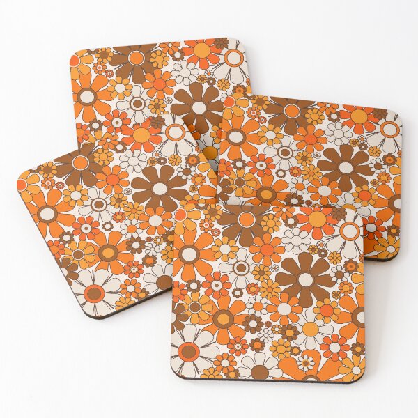 Item preview, Retro Garden Flowers Vintage 70s Brown and Orange Floral Pattern designed and sold by kierkegaard.