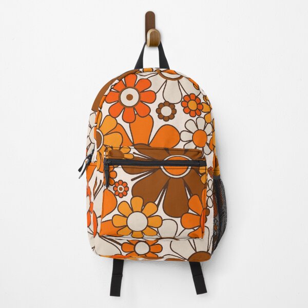 Item preview, Retro Garden Flowers Vintage 70s Brown and Orange Floral Pattern designed and sold by kierkegaard.
