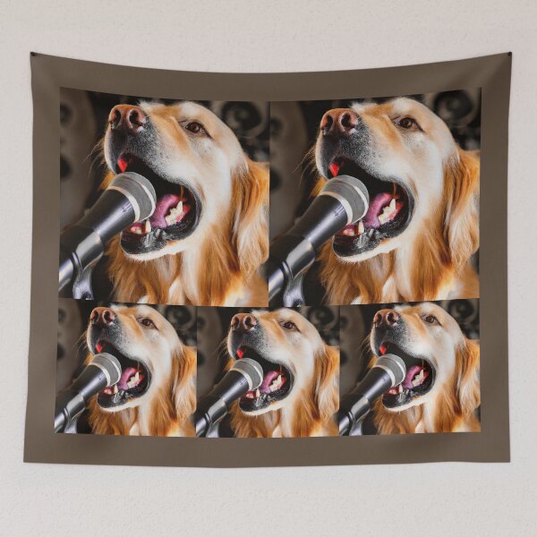 Item preview, Rock Star Golden Retriever Singing In A Microphone, Dog 6 designed and sold by LesTheArt.