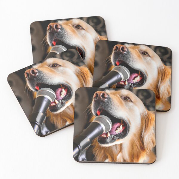Item preview, Rock Star Golden Retriever Singing In A Microphone, Dog 6 designed and sold by LesTheArt.