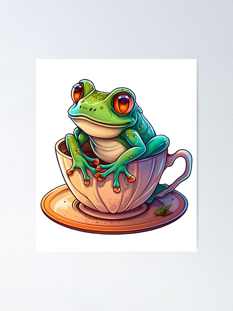Frog in Teacup Aesthetic Cottagecore Goblincore Countryside Frog