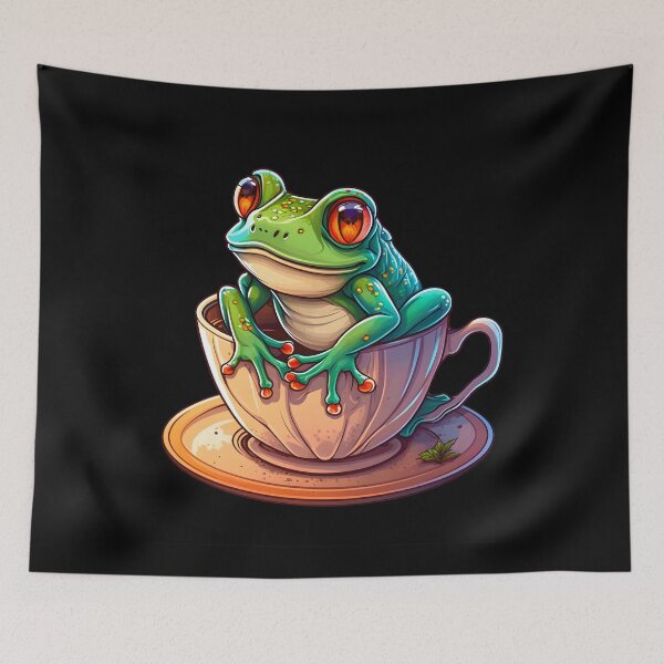 Item preview, Frog in Teacup Aesthetic Cottagecore Goblincore Countryside Frog designed and sold by JokeGysen.