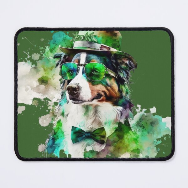 Item preview, Australian Shepherd dog St. Patrick Watercolor Art designed and sold by Cuddlythopia.