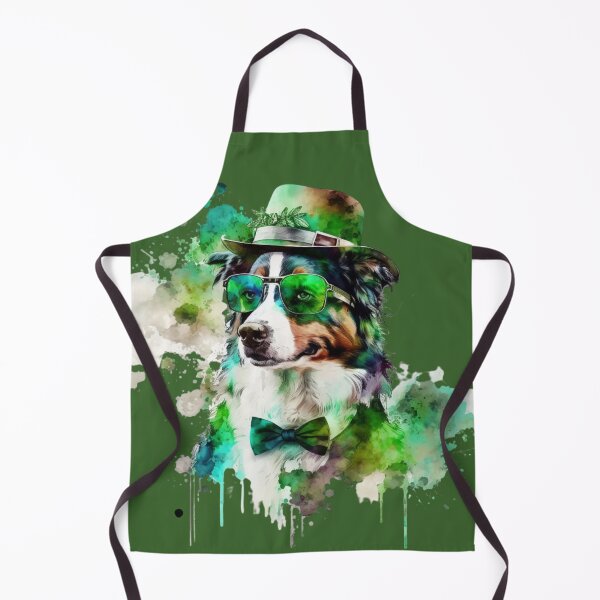 Item preview, Australian Shepherd dog St. Patrick Watercolor Art designed and sold by Cuddlythopia.