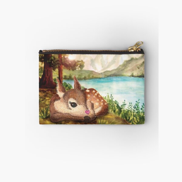 Item preview, Deer, baby doe at the lake with mountains painting designed and sold by HajnalkArt.