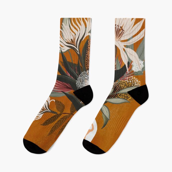 Item preview, Australian native flowers on rust, warm colors, nature, neutrals designed and sold by chrissyink.